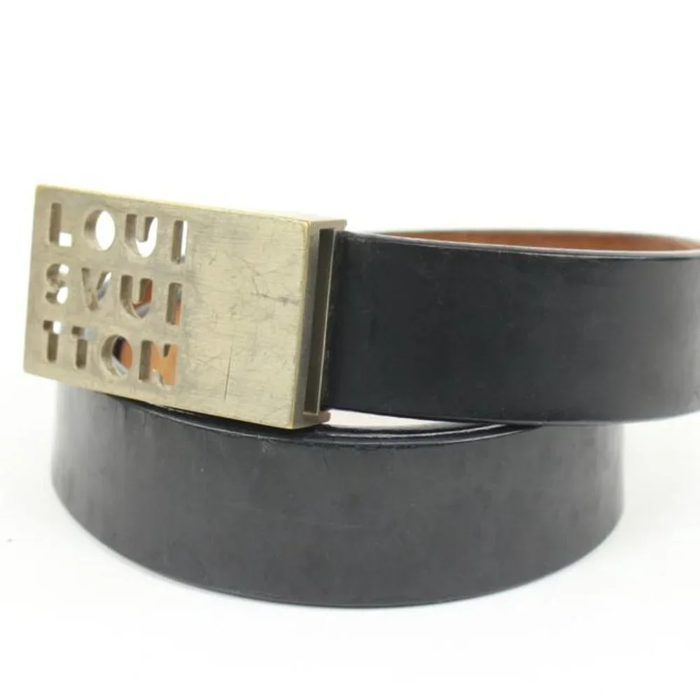 Louis Vuitton 90/36 Black x Silver Outline LV Shadow Belt 52lv218s - Picture 2 of 12